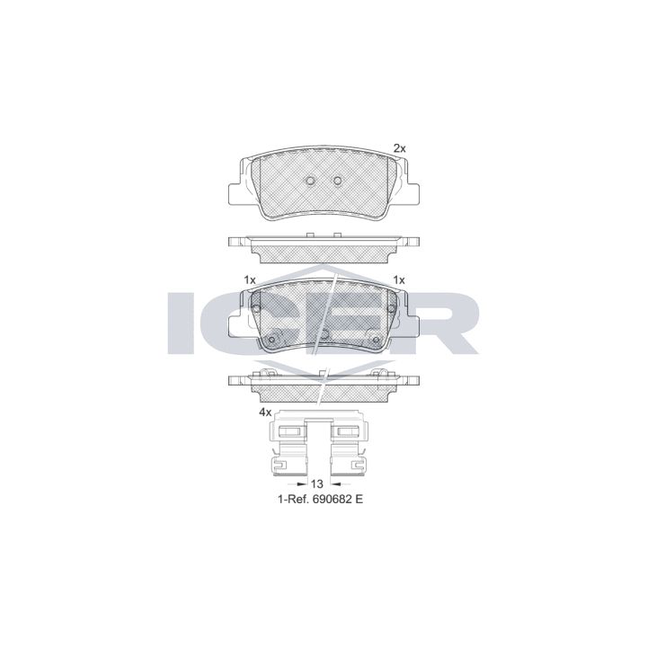Stabdžių trinkelių rinkinys, diskinis stabdys ICER 182413