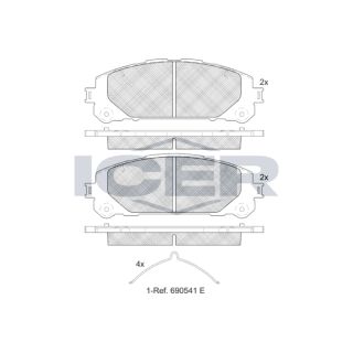 Stabdžių trinkelių rinkinys, diskinis stabdys ICER 182417