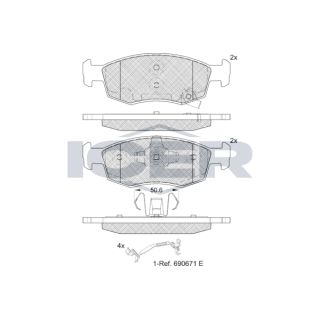 Stabdžių trinkelių rinkinys, diskinis stabdys ICER 182422
