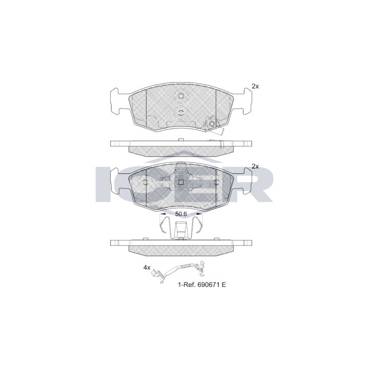 Stabdžių trinkelių rinkinys, diskinis stabdys ICER 182422