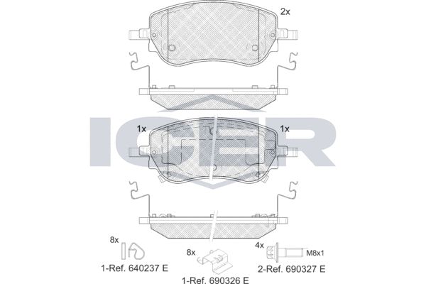 Stabdžių trinkelių rinkinys, diskinis stabdys ICER 182427