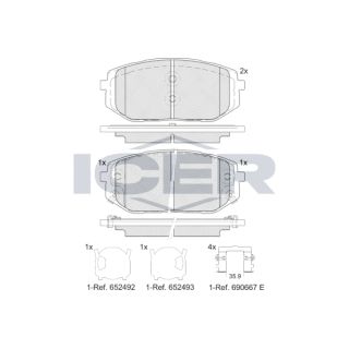Stabdžių trinkelių rinkinys, diskinis stabdys ICER 182429