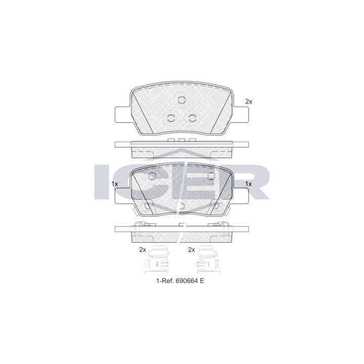 Stabdžių trinkelių rinkinys, diskinis stabdys ICER 182442