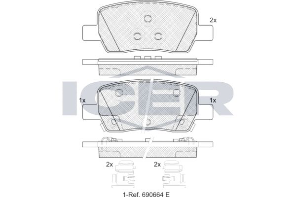 Stabdžių trinkelių rinkinys, diskinis stabdys ICER 182442