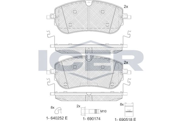 Stabdžių trinkelių rinkinys, diskinis stabdys ICER 182451