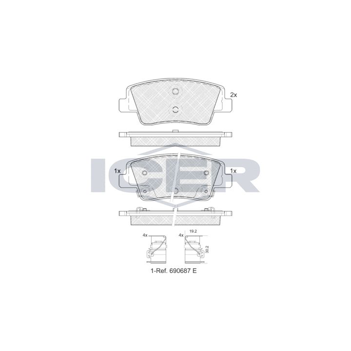 Stabdžių trinkelių rinkinys, diskinis stabdys ICER 182465