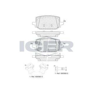 Stabdžių trinkelių rinkinys, diskinis stabdys ICER 182466