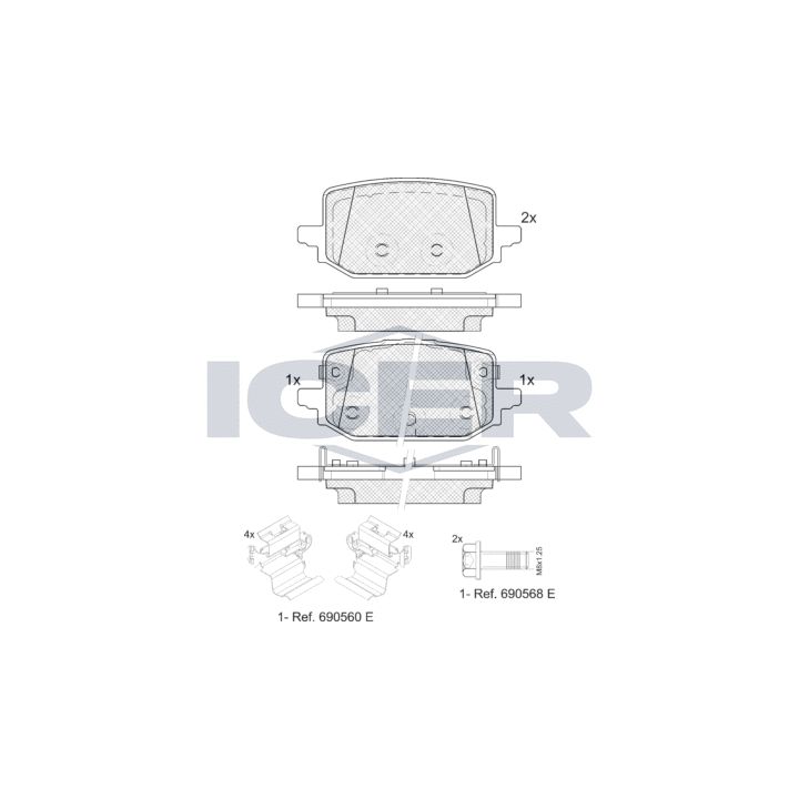 Stabdžių trinkelių rinkinys, diskinis stabdys ICER 182466