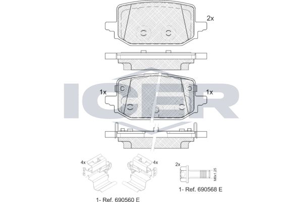 Stabdžių trinkelių rinkinys, diskinis stabdys ICER 182466