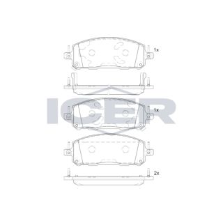 Stabdžių trinkelių rinkinys, diskinis stabdys ICER 182478