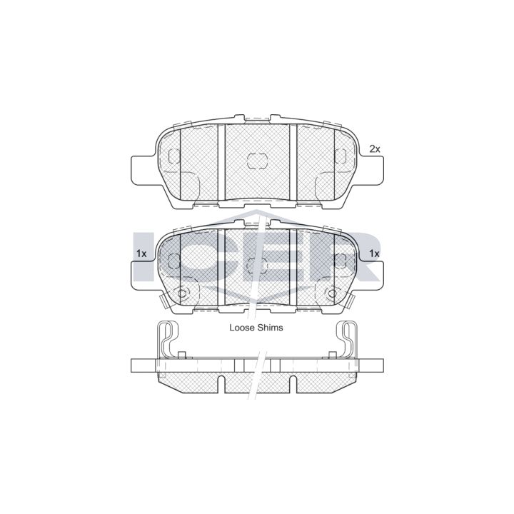 Stabdžių trinkelių rinkinys, diskinis stabdys ICER EV1901-203