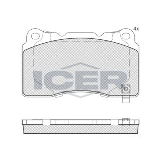 Stabdžių trinkelių rinkinys, diskinis stabdys ICER EV1990