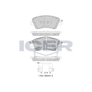Stabdžių trinkelių rinkinys, diskinis stabdys ICER EV2314