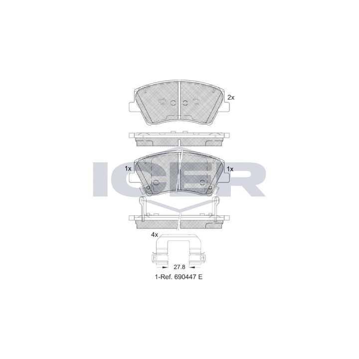 Stabdžių trinkelių rinkinys, diskinis stabdys ICER EV2314