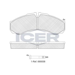 Stabdžių trinkelių rinkinys, diskinis stabdys ICER LM1208