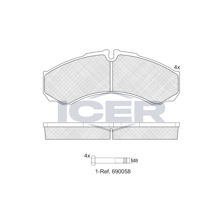 Stabdžių trinkelių rinkinys, diskinis stabdys ICER LM1208