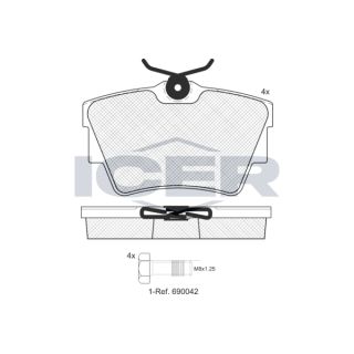 Stabdžių trinkelių rinkinys, diskinis stabdys ICER LM1351-700