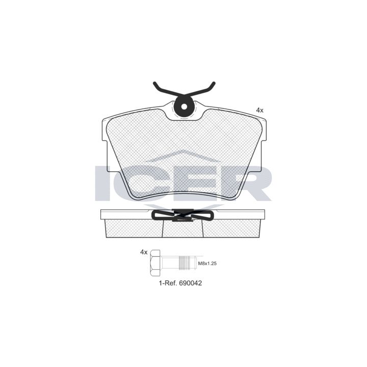 Stabdžių trinkelių rinkinys, diskinis stabdys ICER LM1351-700