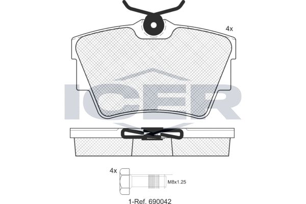 Stabdžių trinkelių rinkinys, diskinis stabdys ICER LM1351-700