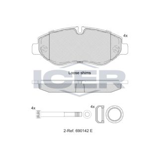 Stabdžių trinkelių rinkinys, diskinis stabdys ICER LM1832