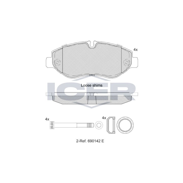 Stabdžių trinkelių rinkinys, diskinis stabdys ICER LM1832