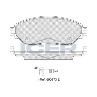 Stabdžių trinkelių rinkinys, diskinis stabdys ICER LM2219