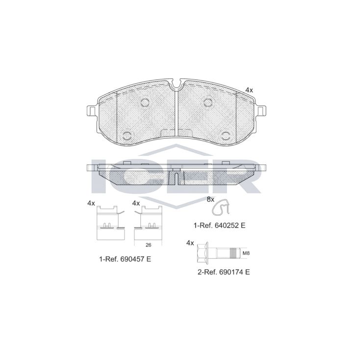 Stabdžių trinkelių rinkinys, diskinis stabdys ICER LM2381