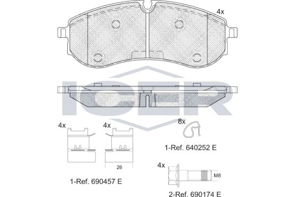 Stabdžių trinkelių rinkinys, diskinis stabdys ICER LM2381
