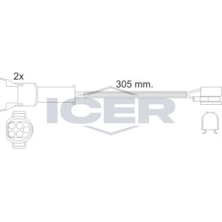 įspėjimo kontaktas, stabdžių trinkelių susidėvėjimas ICER 610449 E C