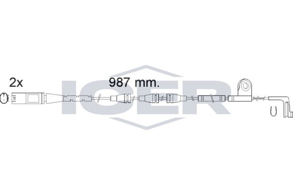 įspėjimo kontaktas, stabdžių trinkelių susidėvėjimas ICER 610571 E C