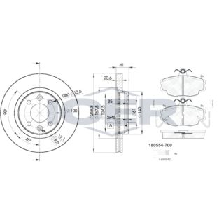 Stabdžių rinkinys, diskiniai stabdžiai ICER 30554-3550