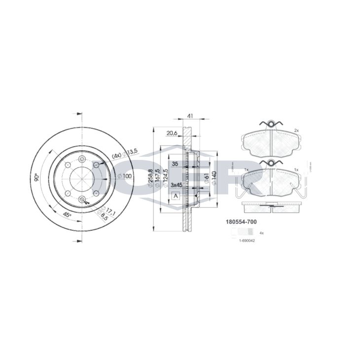 Stabdžių rinkinys, diskiniai stabdžiai ICER 30554-3550