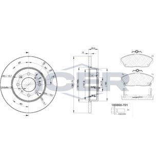 Stabdžių rinkinys, diskiniai stabdžiai ICER 30860-0841
