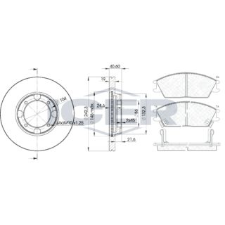 Stabdžių rinkinys, diskiniai stabdžiai ICER 30887-2135