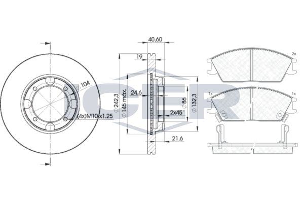Stabdžių rinkinys, diskiniai stabdžiai ICER 30887-2135