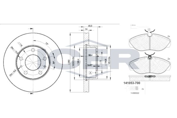 Stabdžių rinkinys, diskiniai stabdžiai ICER 31053-4681