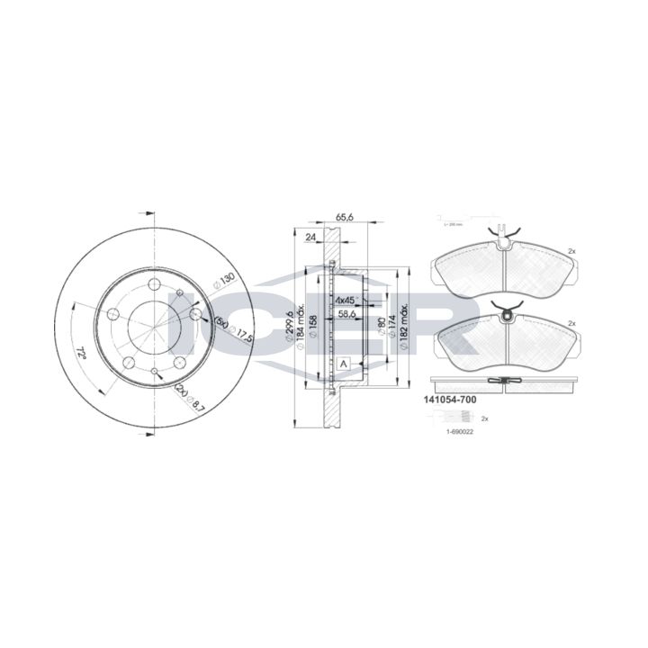 Stabdžių rinkinys, diskiniai stabdžiai ICER 31054-4682