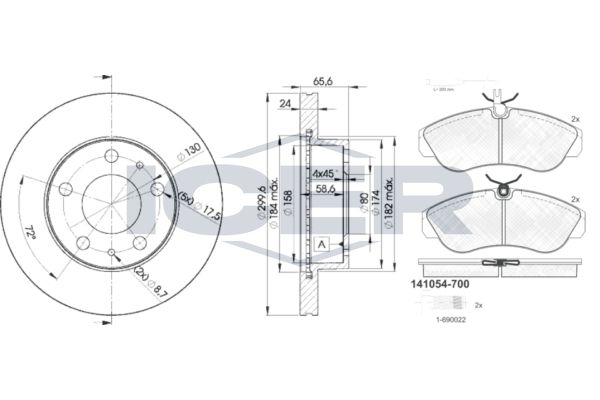 Stabdžių rinkinys, diskiniai stabdžiai ICER 31054-4682