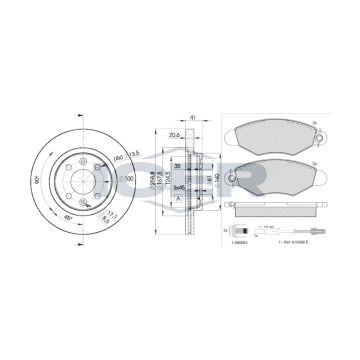 Stabdžių rinkinys, diskiniai stabdžiai ICER 31217-3550