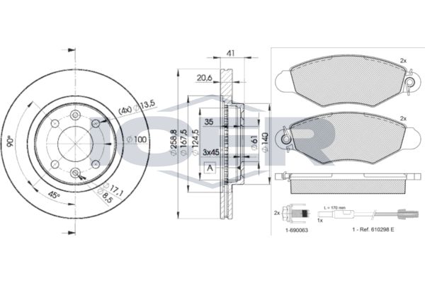 Stabdžių rinkinys, diskiniai stabdžiai ICER 31217-3550