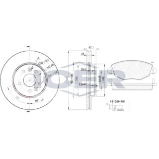 Stabdžių rinkinys, diskiniai stabdžiai ICER 31380-6767