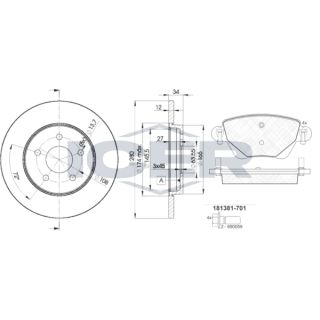 Stabdžių rinkinys, diskiniai stabdžiai ICER 31381-6768