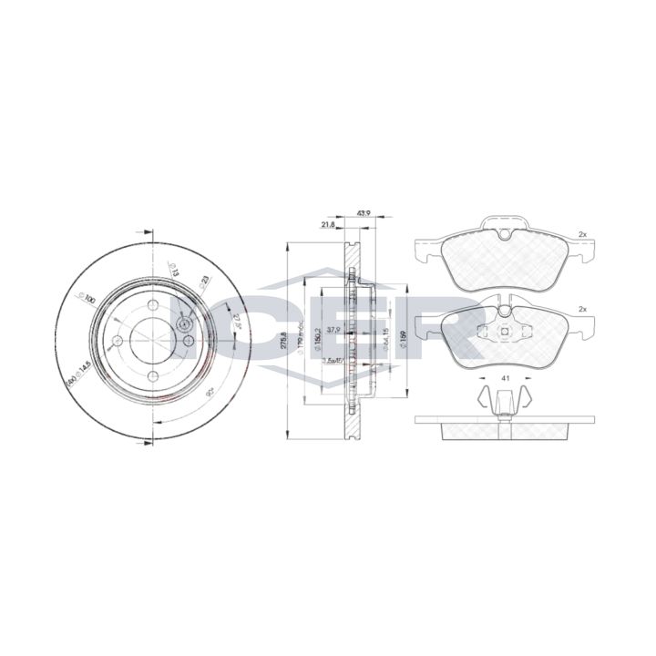 Stabdžių rinkinys, diskiniai stabdžiai ICER 31434-2891
