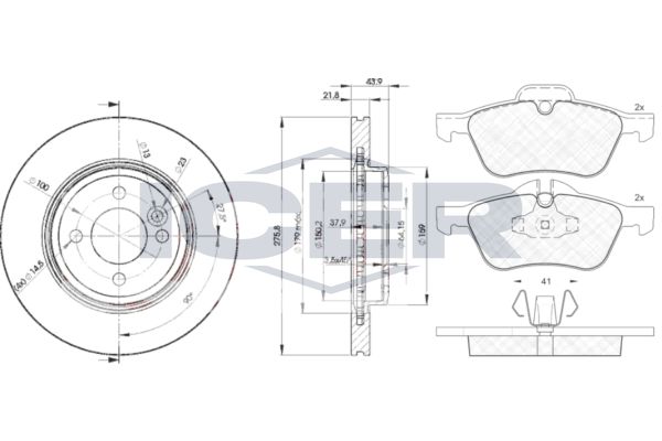 Stabdžių rinkinys, diskiniai stabdžiai ICER 31434-2891