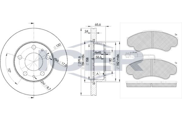 Stabdžių rinkinys, diskiniai stabdžiai ICER 31522-4682