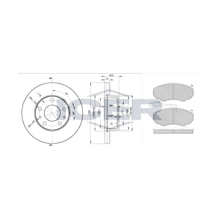 Stabdžių rinkinys, diskiniai stabdžiai ICER 31523-4681