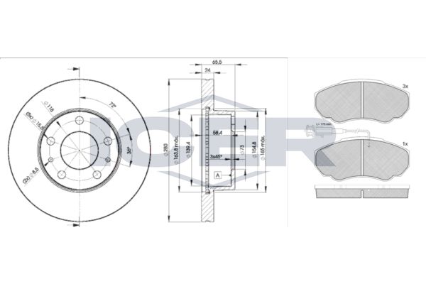 Stabdžių rinkinys, diskiniai stabdžiai ICER 31523-4681