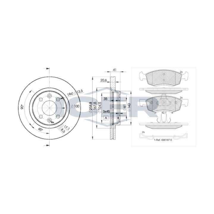 Stabdžių rinkinys, diskiniai stabdžiai ICER 31924-3550