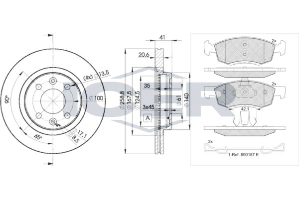 Stabdžių rinkinys, diskiniai stabdžiai ICER 31924-3550