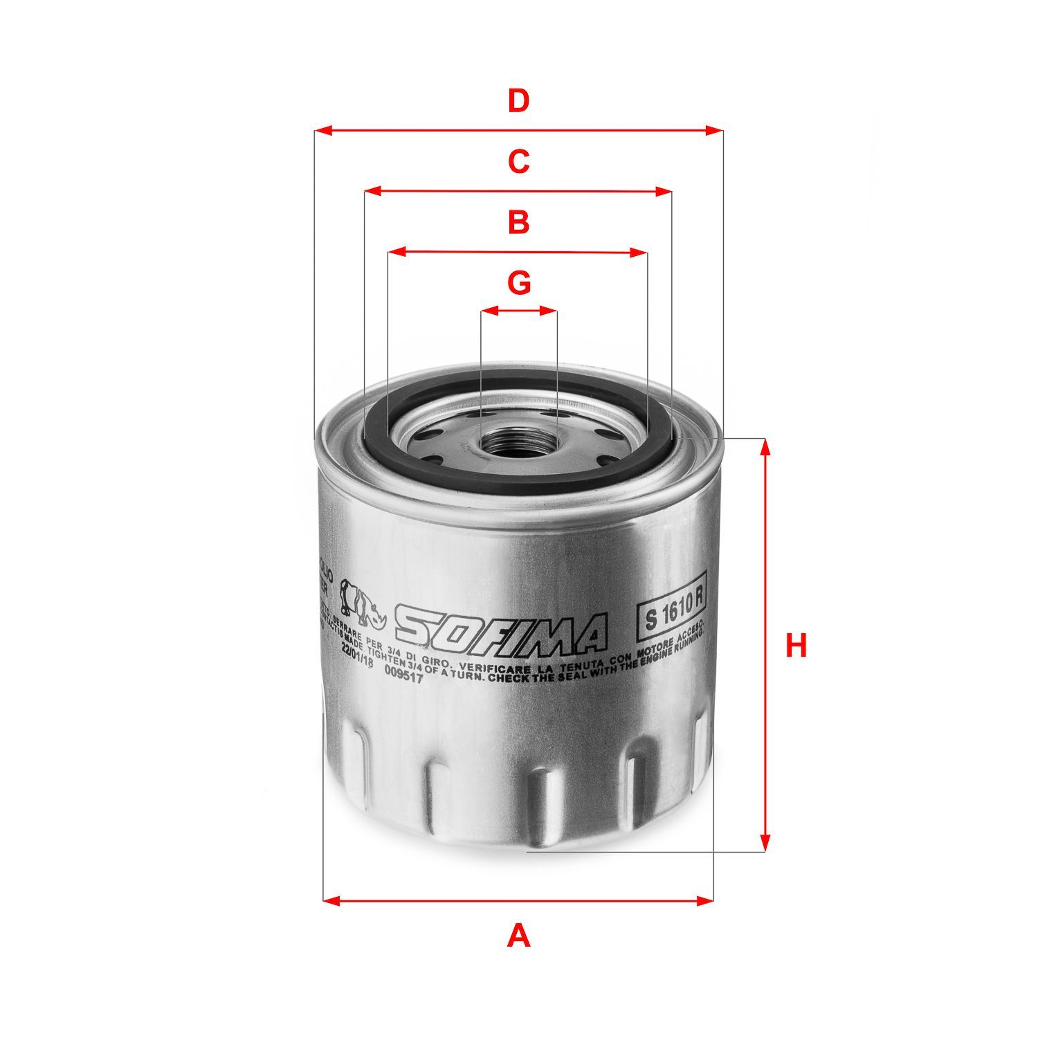 Alyvos filtras SOFIMA S 1610 R